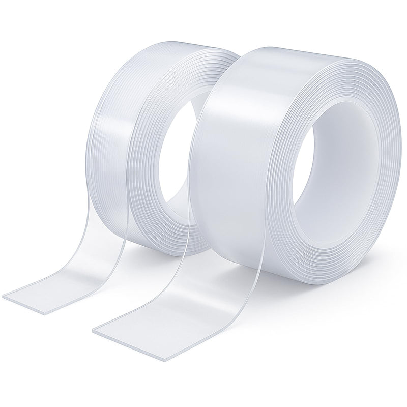 AUDTMWH Double Sided Tape Heavy Duty - 240" x 1" & 0.5" - Removable Nano Tape for Poster Carpet Picture Hanging Strip Rug Wall Outdoor - Clear & Strong Adhesive Multipurpose Mounting Tape
