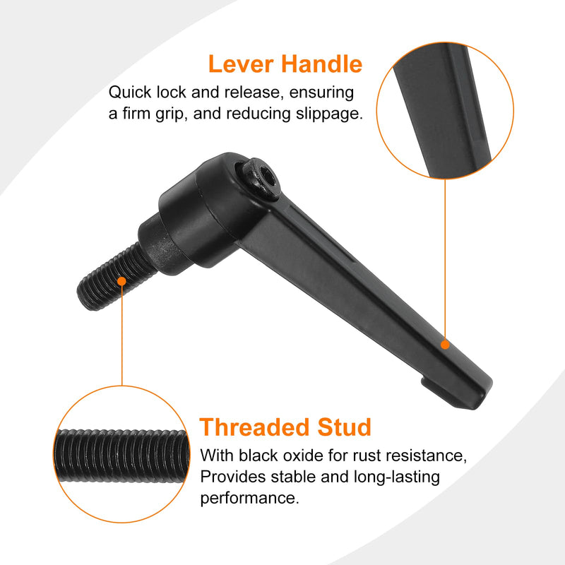 [Australia - AusPower] - uxcell 4Pcs M8 x 16mm Adjustable Knobs Handle Male Thread Push Button Ratchet Quick Release Locking Rotating Bolt for Lathe Machinery, Black 