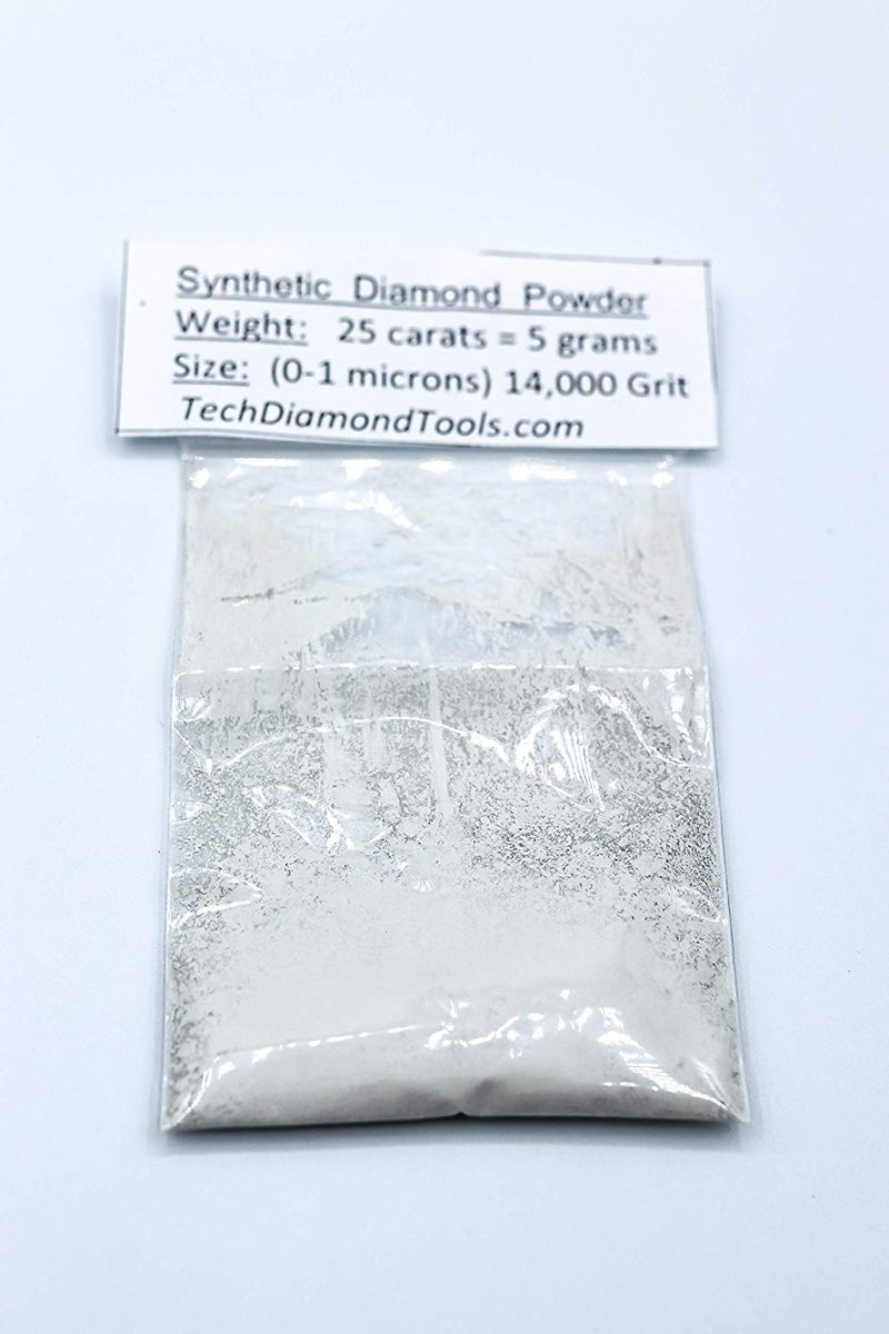 [Australia - AusPower] - TechDiamondTools Diamond Powder for Polishing Glass Quartz Marble Rock Jewelry Stone Windshield Travertine Gemstone 14,000 Grit - 0-1 Microns - 25 Carats = 5 Grams USA Made 14,000 grit/0-1 micron 25 carats-5 gram 