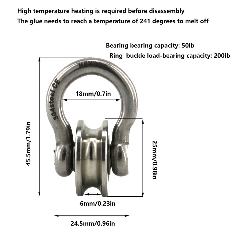 [Australia - AusPower] - Heyous Detachable U Shaped Pulley with Small Size Short Screw Groove Pulley Wheel Track Fixed Pulley Suitable for Wire Rope Traction Small Crane Salvage System Pulley Model Silver Shackle U-pulley (small screw) 
