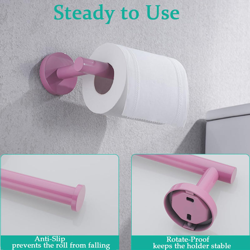 Pink Toilet Paper Holder -Sturdy Round Toilet Paper Holder Wall Mount for Bathroom, Premium SUS 304 Stainless Steel Toilet Paper Roll Holder,Drilling,Pink,96006-6PK Pink