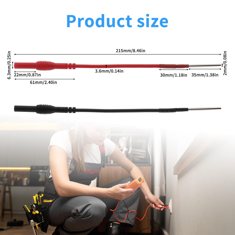 [Australia - AusPower] - 2 Pack Back Probe Kit, Flexible Spoon Back Probes Automotive Bendable Multimeter Test Pins Compatible with 4 mm Banana Plugs Accessories for Car Electrical Diagnostics, Multimeter Testing 