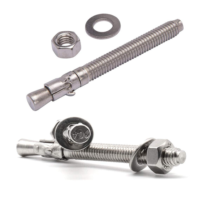 [Australia - AusPower] - 1/4" X 3" Concrete Anchor, 304 Stainless Wedge Anchor with Excellent Anti-Rust Performance, 304(18-8) Stainless Steel Concrete Anchors and Screws Kit (10pcs) 1/4" X 3" 