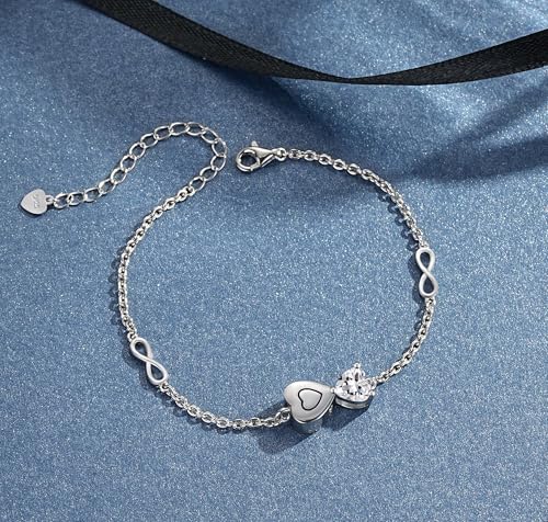 Step Forward 925 Sterling Silver Urn Bracelets for Ashes for Women - Cremation Bracelet Jewelry for Hold Ashes of Human & Pets - Keepsake memory jewelry Gifts infinity