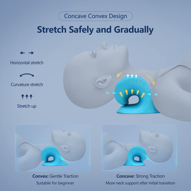 [Australia - AusPower] - Cozyhealth Neck Stretcher for Neck Pain Relief, Neck and Shoulder Relaxer Cervical Traction Device Pillow for TMJ Pain Relief and Muscle Relax, Cervical Spine Alignment Chiropractic Pillow (Blue) 