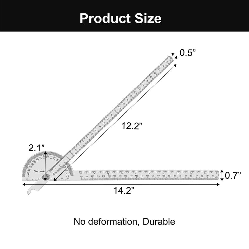 0-180° Stainless Steel Protractor Tool Angle Finder Ruler (30cm/11.8 Inch） onesize