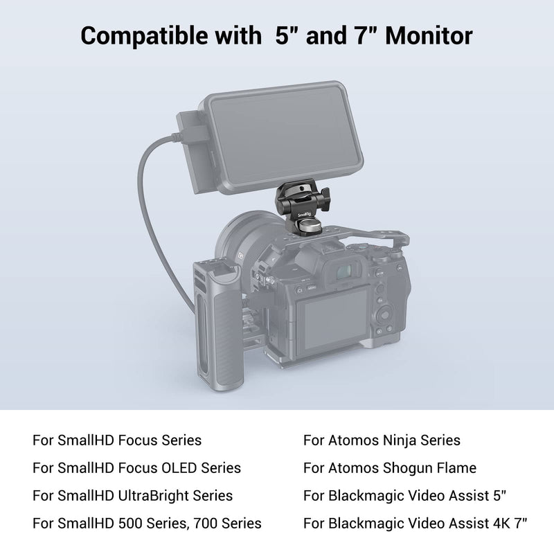 [Australia - AusPower] - SmallRig Adjustable Camera Monitor Mount for ARRI-Style (Upgrade), 360° Swivel and 180° Tilt Monitor Holder Anti-Twist Support 5” and 7” Field Monitor- 2903B 