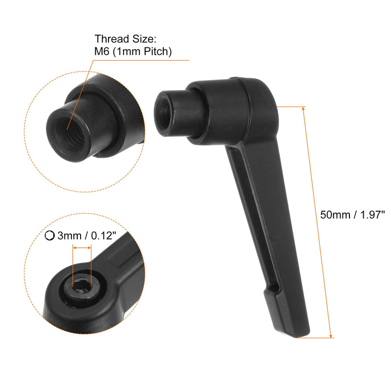 [Australia - AusPower] - 10pcs Adjustable Clamping Lever Handles M6 Female Thread Knobs Rotating Screw Locking Quick Release Ratchet Push Button Handle, Black 