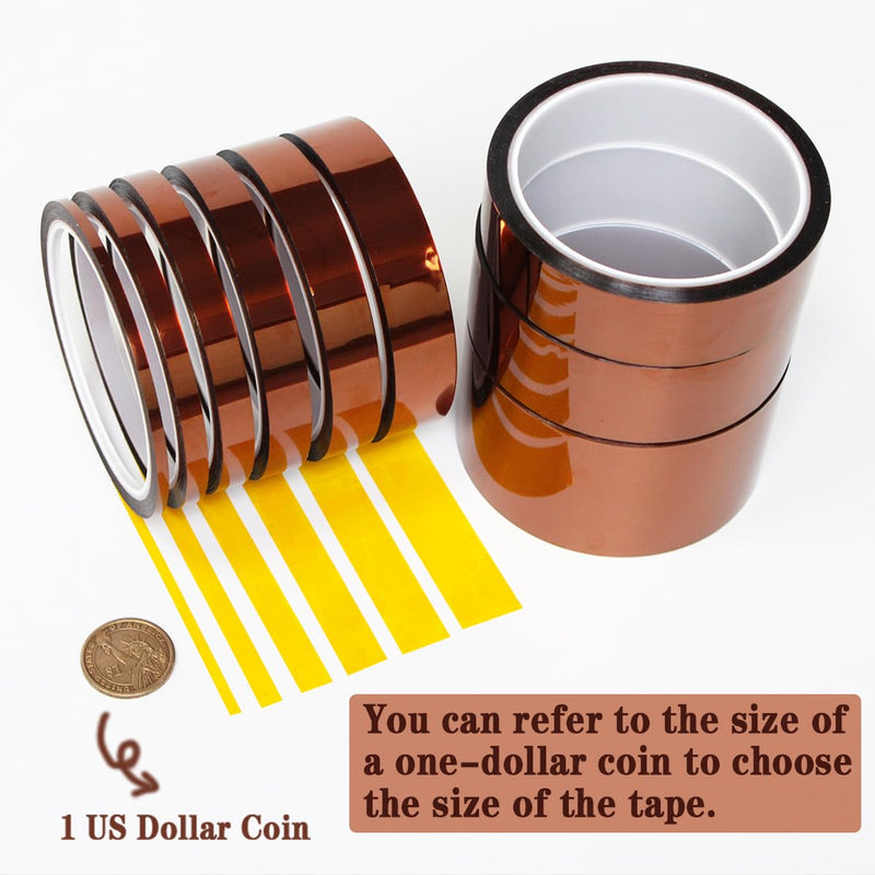 High Temperature Heat Resistant Polyimide Tape,No Residue for Masking,3D Printing,Sublimation Transfer Press,Thermal,Electronic Insulating,Soldering,Circuit Boards,Powder Coating(3/4''×33M×1Roll) 3/4''×33M×1Roll