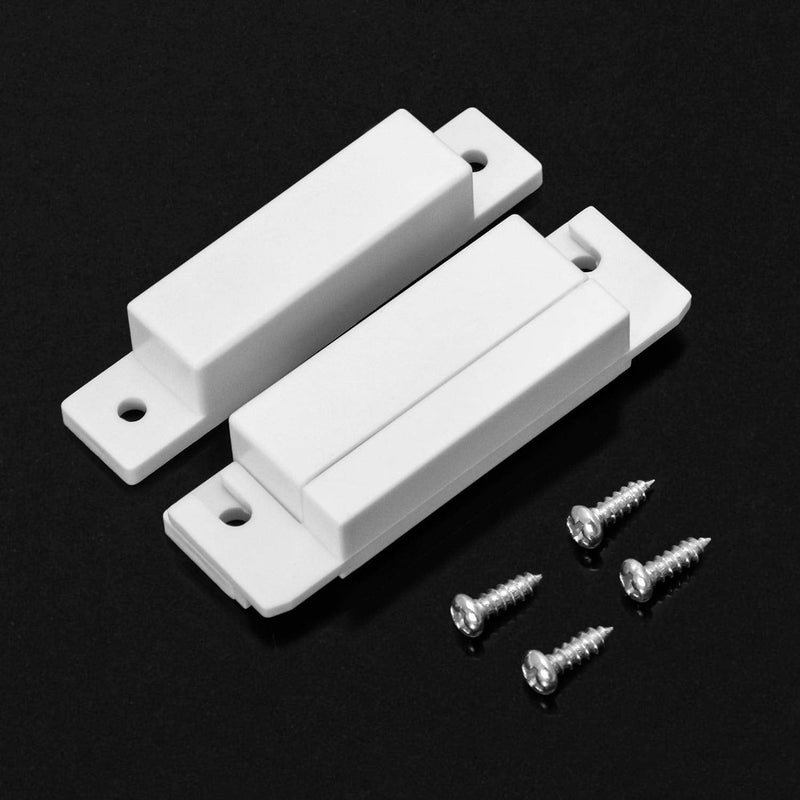 QWORK MC-31 Wired Surface-Mounted NC Magnetic Door Window Contact Sensor Alarm Reed Switch, White, Pack of 5 with 20 Screws