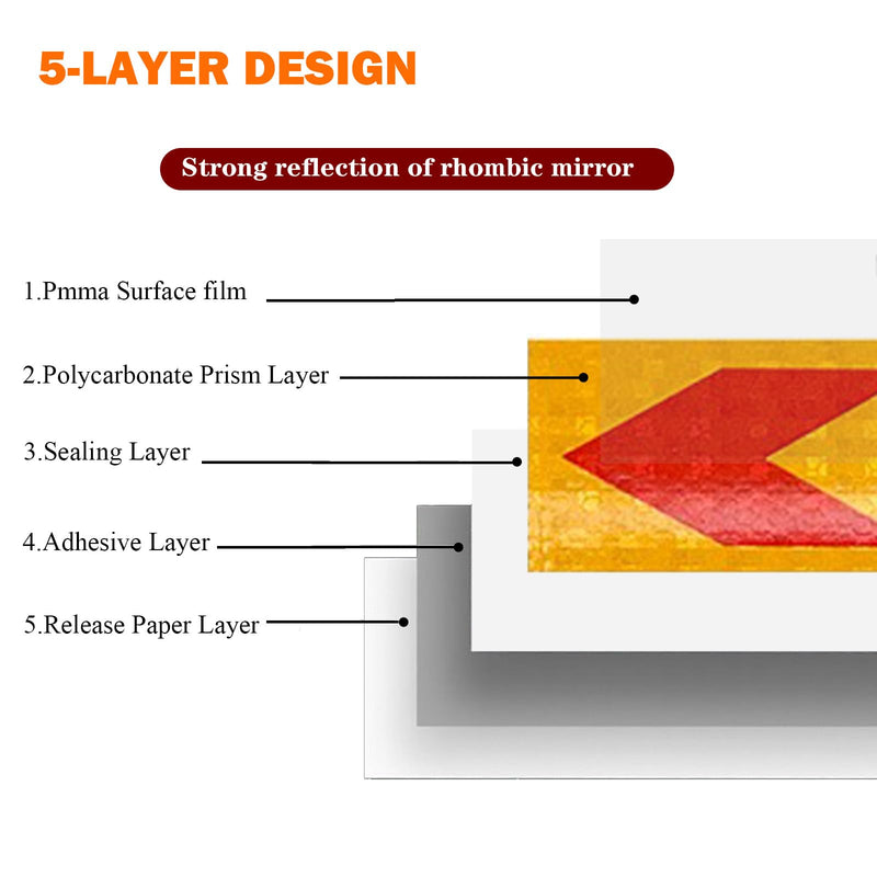 Arrow Reflective Tape 2" Outdoor Waterproof High Visibility Strong Adhesive Caution Reflector Safety Warning Conspicuity Tape Industrial Marking Tape for Vehicle Trailer Boat Sign (Red&Yellow, 82FT) Red&Yellow