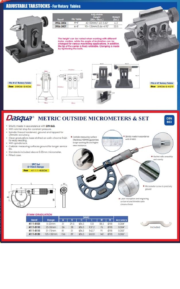 [Australia - AusPower] - Dasqua 4111-8110 25-50mm Outside Micrometer 