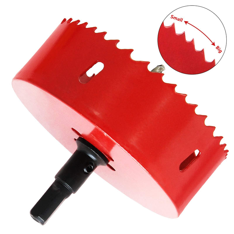[Australia - AusPower] - Luomorgo 100mm/4" Hole Saw, 1.4 inch Cutting Depth HSS Bi-Metal Hole Cutter for Wood Cornhole Boards Plastic Drywall & Metal Sheet Red 4" / 100mm 