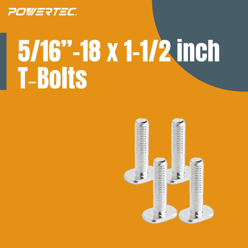 [Australia - AusPower] - POWERTEC 71483 T-Track Knob Kit w/ 7-Star Knob, 5/16"-18 Threaded bolts and Washers, Set of 4, T Track Bolts, T Track Accessories for Woodworking Jigs and Fixtures 5/16"-18 T track knob kits, Set of 4 