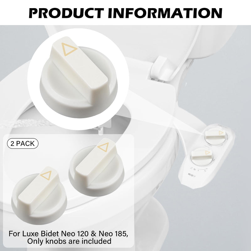4 Pack Replacement Knob for Luxe Neo 120 & 185 Plastic Knob Replacement, Bidet Accessories Compatible with Luxe Bidet Neo Series (White) 4 white