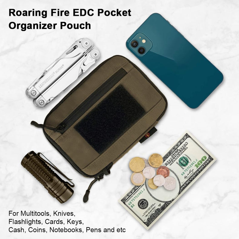 ROARING FIRE Picofire Pro EDC Pouch Organizer - Small Tool Pouch for Electronics, Cables, Flashlights,Multitool - with YKK Zippers, Water-Resistant 500D Nylon, Pocket pouch for men fde