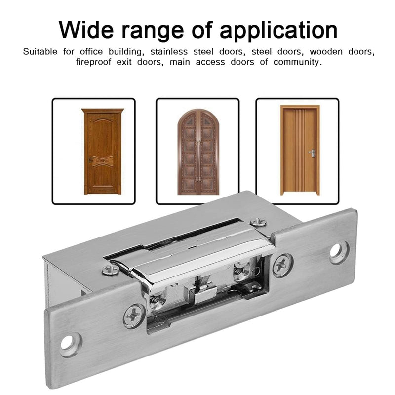 Dioche 12V Electric Strike Lock - Adjustable Narrow-Type Electric Strike Door Lock with Double Unlock Mode and Intelligent Access Control