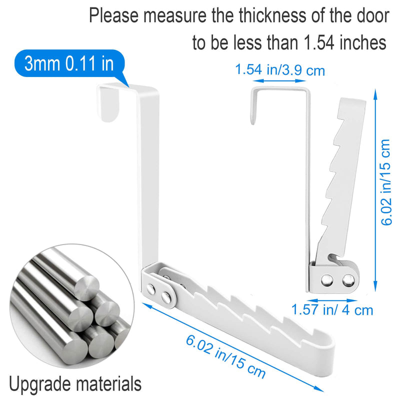 2 Pack Over The Door Hooks Hanger, Sturdy Foldable Over Door Drying Rack for Clothes, Coats, and Towels, Bedroom Bathroom, White 2 Pack