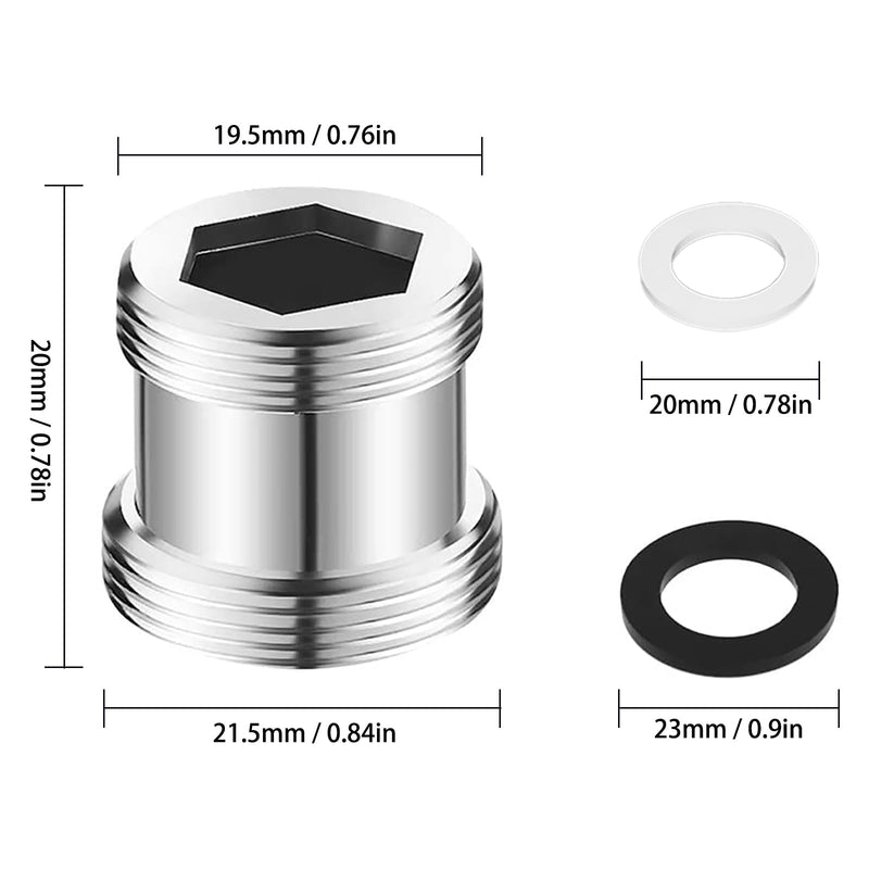 [Australia - AusPower] - Tap Adapter M20 to M22 - Thread Adapter for Male Thread M20 and M22, Ideal for Aerators and Sinks M20M22 