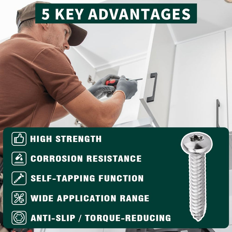 [Australia - AusPower] - #10 x 3/4" Pan Head Torx Drive Self Tapping Screws, 304 Stainless Steel 18-8 Wood Screw Sheet Metal Screw, Star Drive, Full Thread Coverage, Pack of 50 #10 x 3/4" 