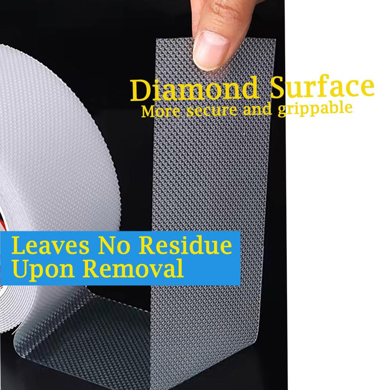 Clear Rubber Grip Tape Anti Slip Tape 2 Inch, 16.5 Feet, Heavy Duty Waterproof Non-Abrasive Tape Cushion Pad for Indoor & Outdoor, Making Handles or Contact Surfaces Safer 2" x 16.5Ft Clear Roll