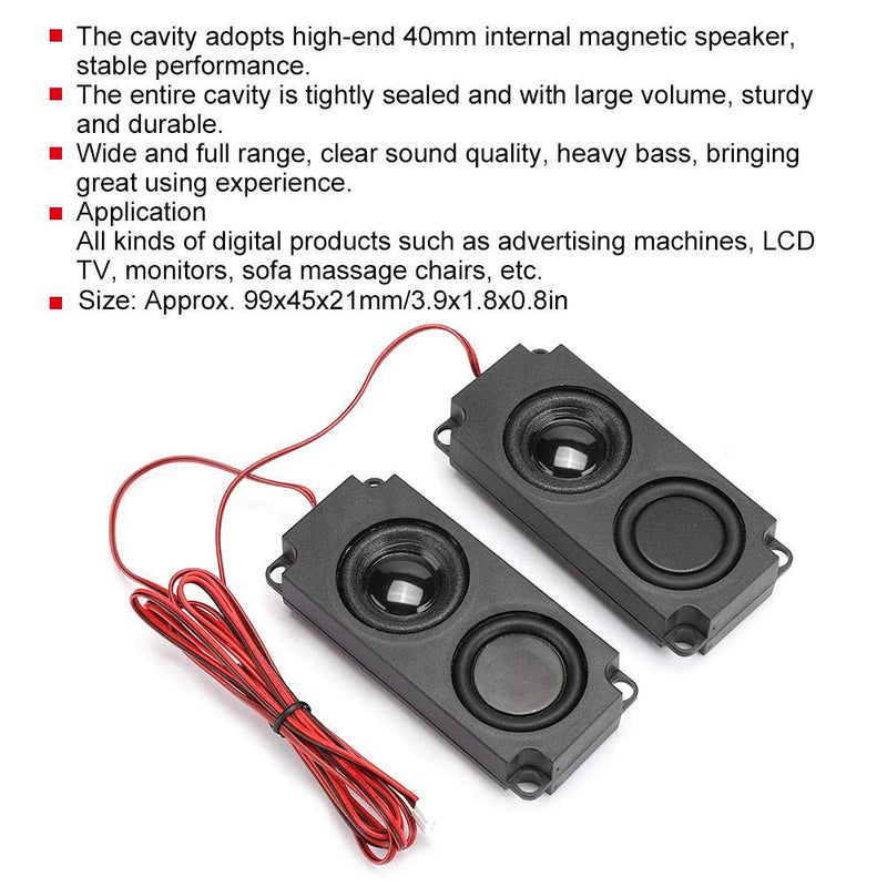 [Australia - AusPower] - Loudspeaker,8Ω 5W Portable Heavy Bass Audio Cavity 40mm Magnetic Dual Speaker for TV Monitor,High Sensitivity,Great Performance 