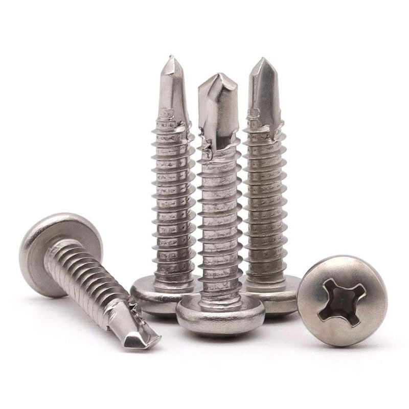 [Australia - AusPower] - #6 x 1" (100 pcs) Pan Head Self Drilling Screws, Phillips Drive Self Tapping Screws, Sheet Metal Screws, 410 Stainless Steel, Full Thread with Drilling Point, No Pre-drilled Needs #6 x 1" 100 
