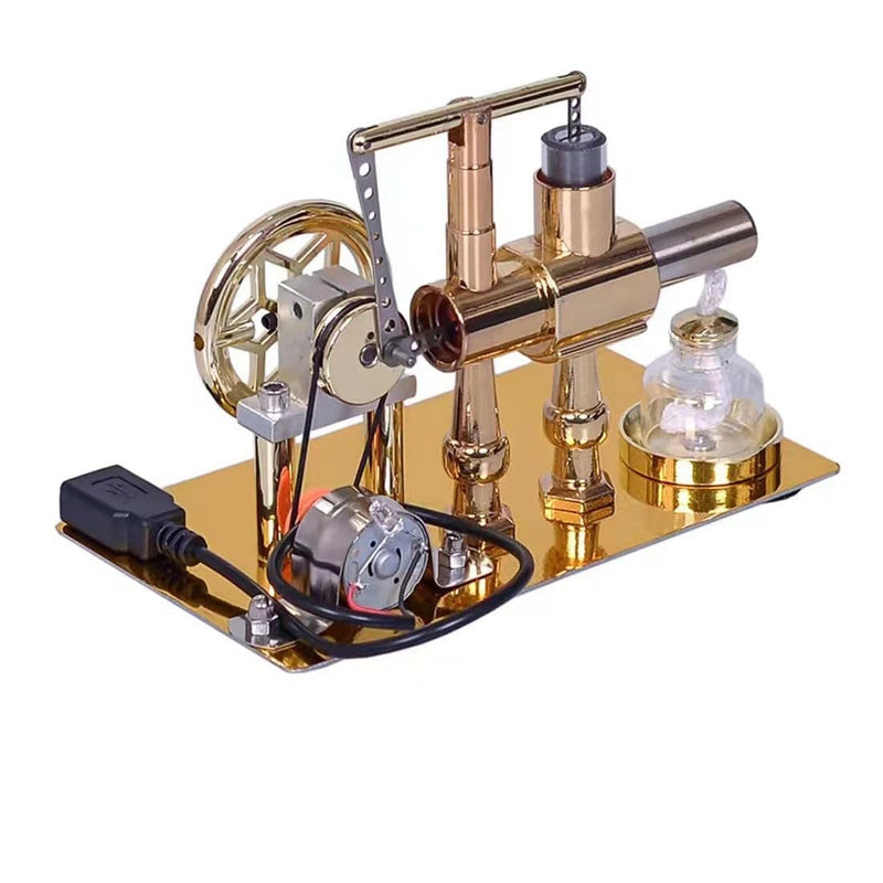 [Australia - AusPower] - Hot Air Stirling Motor Power Generator Alpha Engine Model with LED Lights Kit Teaching Stirling Engine Kit for Adults Desktop Educational (D) D 