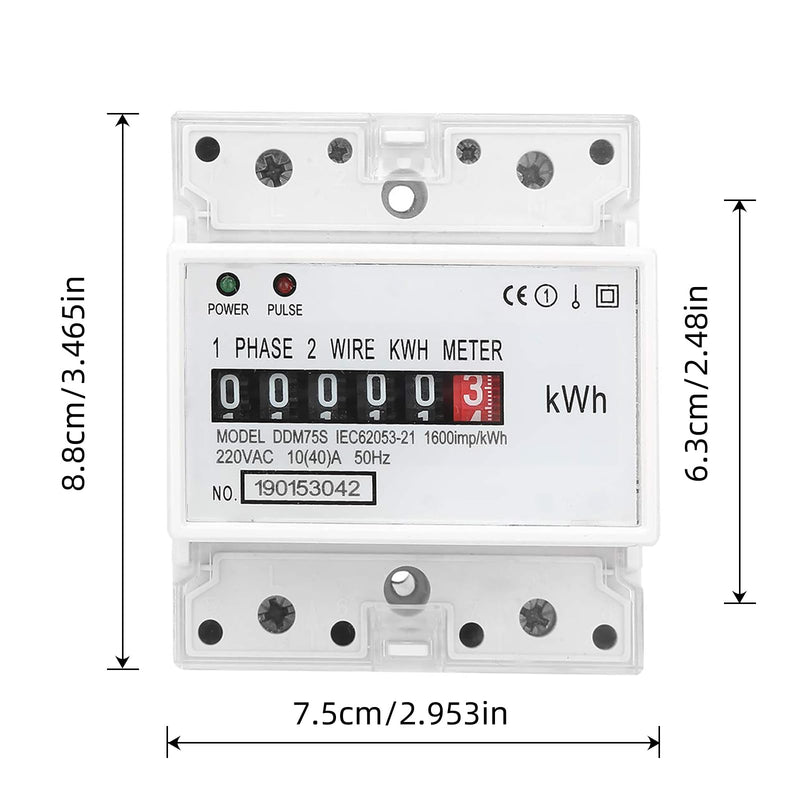 [Australia - AusPower] - Electric Meter, Single Phase 4P LED DIN-Rail Electricity Power Consumption Wattmeter Energy Meter DDM75S 10 to 40A Digital Display 