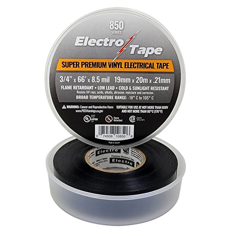 Rubber Splicing Tape & Super Premium Grade 850 Series Vinyl Electrical Wrap Tape - Low Voltage Self Amalgamating with PVC Overwrap