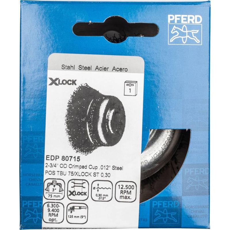 [Australia - AusPower] - PFERD Cup Brush, Diameter 75 mm, Unbraided, 0.30 mm Steel Wire, X-LOCK Socket, 43469006 - for Quick and Comfortable Tool Change ø 75mm 
