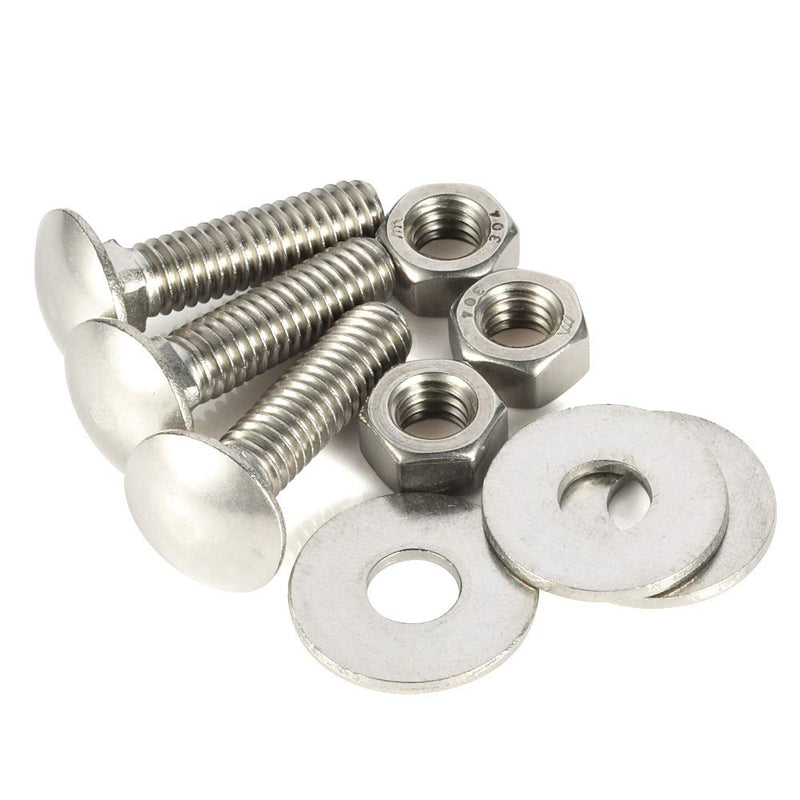 [Australia - AusPower] - 3/8-16 x 1" Carriage Bolts and Nuts Kit, Round Head Square Neck Screws, Stainless Steel 18-8 (304), 10 Sets 3/8-16 x 1" 