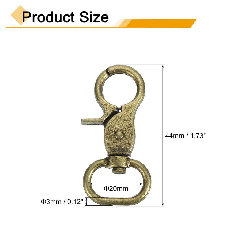 [Australia - AusPower] - uxcell 8Pcs Swivel Snap Hook, 20mm(3/4") Trigger Snap Heavy Duty Metal Lobster Claw Clasp Lanyard Clips for Straps Bags Belting Leathercraft, Bronze 