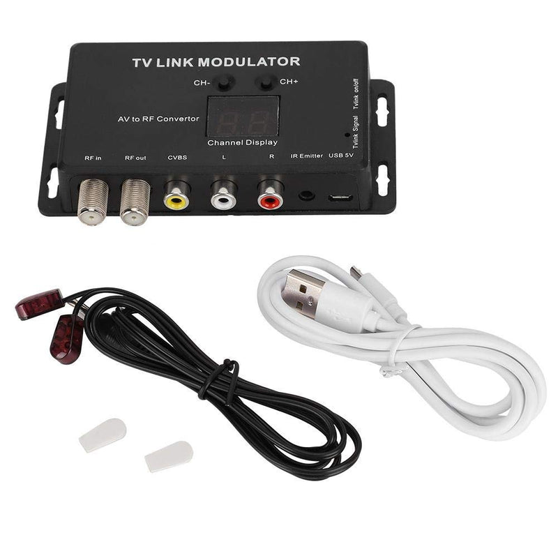 Professional TM70 UHF Modulator TV Link Modulator AV HF Converter IR Extender Adapter with USB Cable Receiving Cable for PC Laptop TV STB VHS VCR Camera DVD
