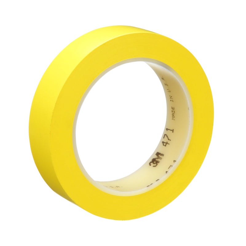 3M Vinyl Tape 471, 1 in x 36 yd, Yellow, 1 Roll, Yellow Floor Tape, Paint Alternative for Floor Marking, Social Distancing, Color Coding, Safety Marking