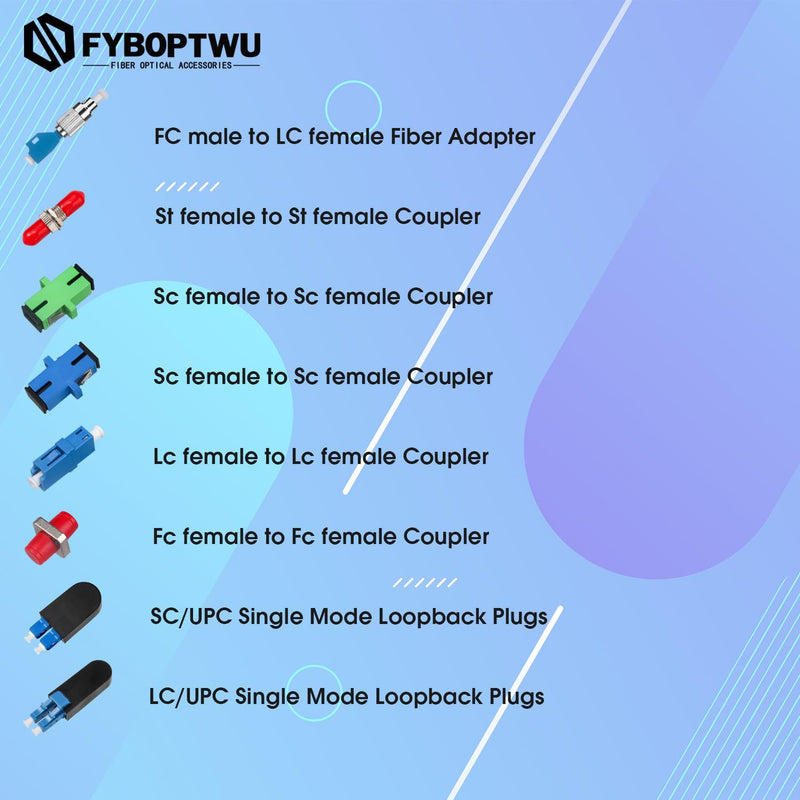 [Australia - AusPower] - Fiber Optic Cable Troubleshoot Kit - 1pc OPM & VFL All-in-one Tester & 5 Short Patch Cords & 8pcs Adapters or Loopback Tester, Visual Fault Locator, OPM (-70) dBm~(+6) dBm, 