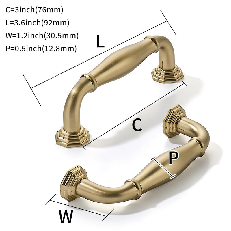 khtumeware 10 Pack 3 Inch(76mm) Champagne Bronze Heavy Duty Solid Cabinet Pulls Satin Brass Cabinet Handles Heavy Duty Solid Cabinet Hardware for Cupboard Drawer Pulls Dresser Handle 3 inch Hole Center