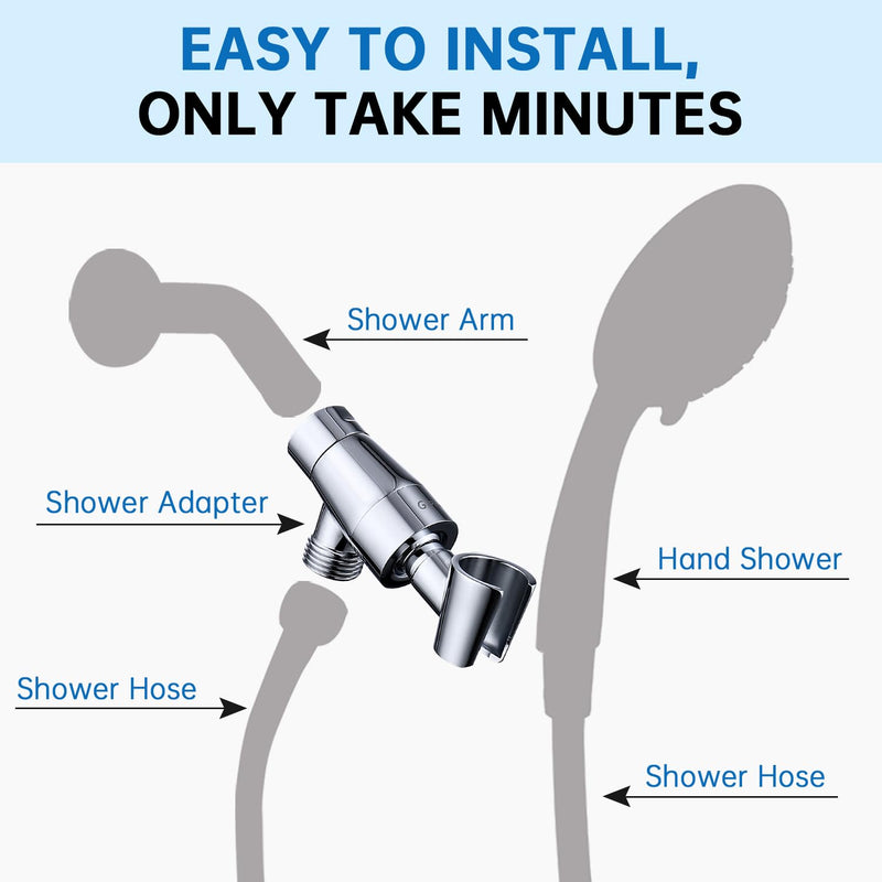 G-Promise Metal Shower Head Holder for Hand Held, Adjustable Bracket, Universal Shower Arm Mount, Chrome Finish Polished Chrome