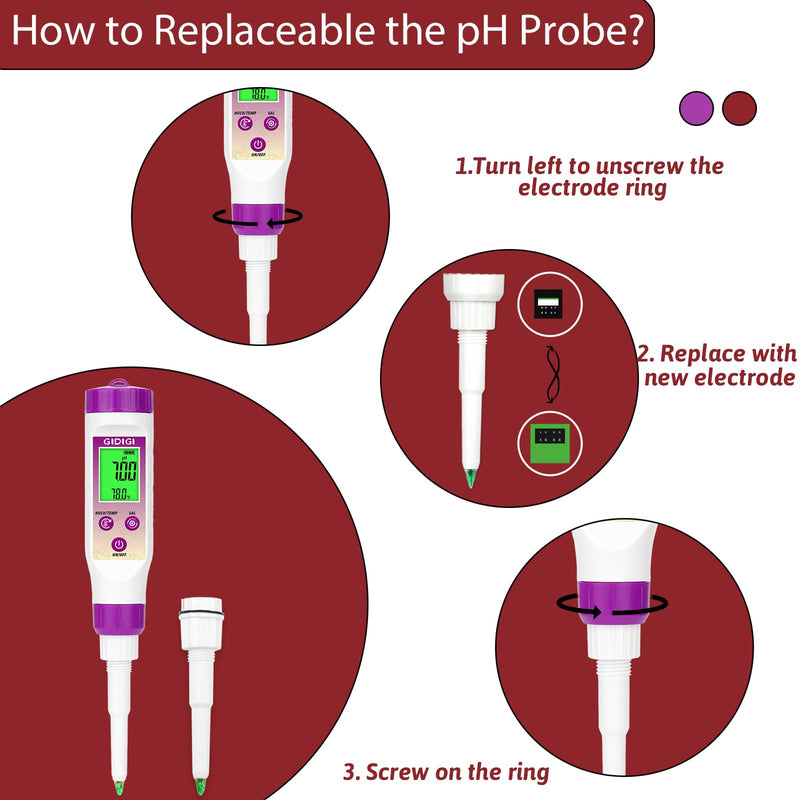 [Australia - AusPower] - Food pH Meter Replacement Probe 2 in 1 pH Temperature Tester Spear Tip pH Sensor Easily Penetrate Solid and Semi-Solid Samples, Also Suitable for Water 