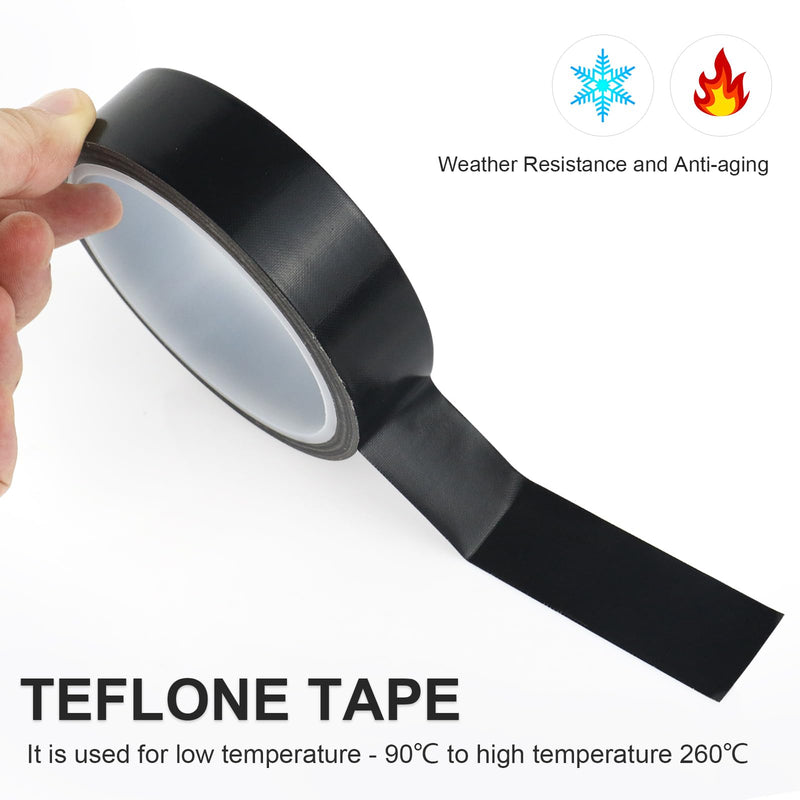 BOMEI PACK Black PTFE Teflonn Glass Cloth Tape, 1 Pack 1 "x 33 ft High Temperature PTFE Tape Abrasion Resistant Surface Protection for Vacuum Sealer Machine, Hand Impulse Sealers Insulation Coated 1inch x 33ft