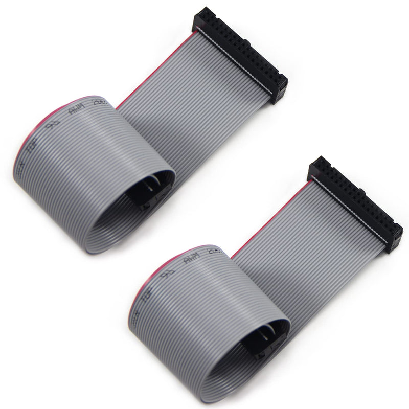 Fielect 2pcs IDC 34 Pin Connector Gray Wire Flat Ribbon Cable Connector Length 30cm 2.54mm Pitch