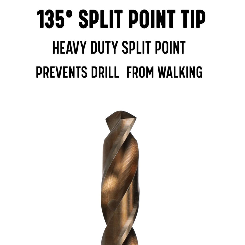 Drill America - D/ASTCO5/8 5/8" Cobalt Heavy Duty Split Point Stub Drill Bit, D/ASTCO Series 5/8"