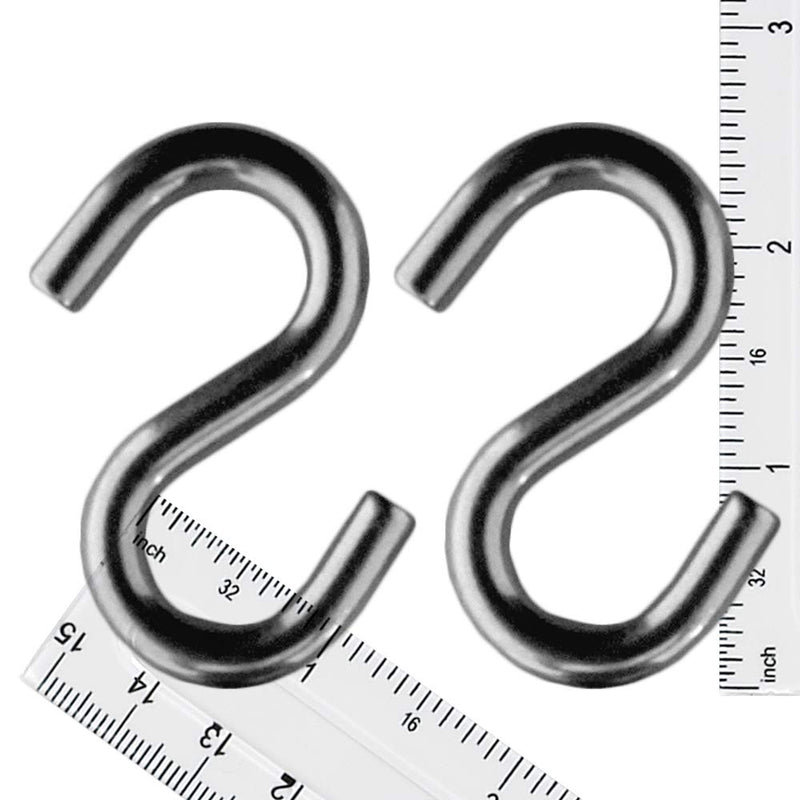 [Australia - AusPower] - 316 Marine Stainless Steel Heavy Duty S Hooks 2 PACK for Hanging Hammock, Swing, Plants, Utilitty -2.5 Inches Long, 5/16 Inch Thick 