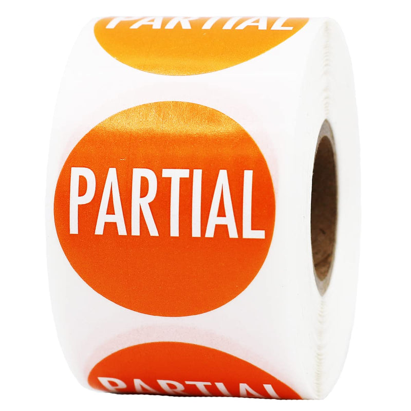 Partial Labels Orange with White 1.5 Inch Round Circle Dot Stickers for Inventory Control Shipping Packaging and Product Management 500 Adhesive Labels on a Roll Made in the USA