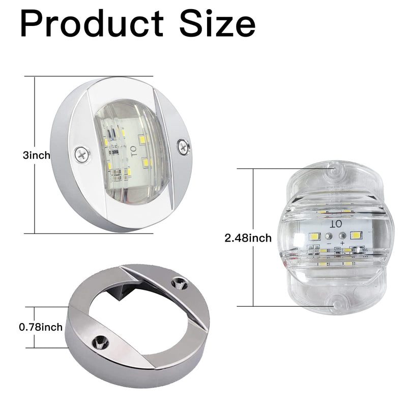 ALFU DC12V Waterproof 6 LED Marine Courtesy Lights, Surface Mount Non-Navigation Boat Deck Stern Cabin Utility Lamp for Pontoon Kayak Sailboat Yacht 8PCSWhite White(8PCS)