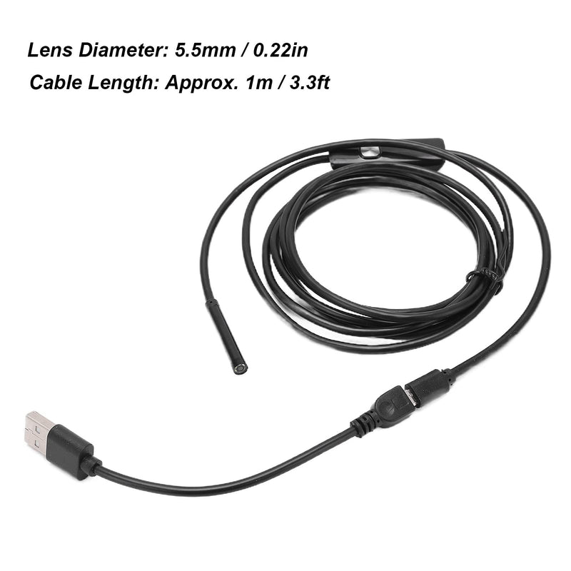 [Australia - AusPower] - AN97‑5.5 Endoscope Industrial Endoscope Camera USB Port with 5.5mm Lens IP67 70° 1/9 inch Sensor Viewing Angle for Industrial Overhaul((1M)) 