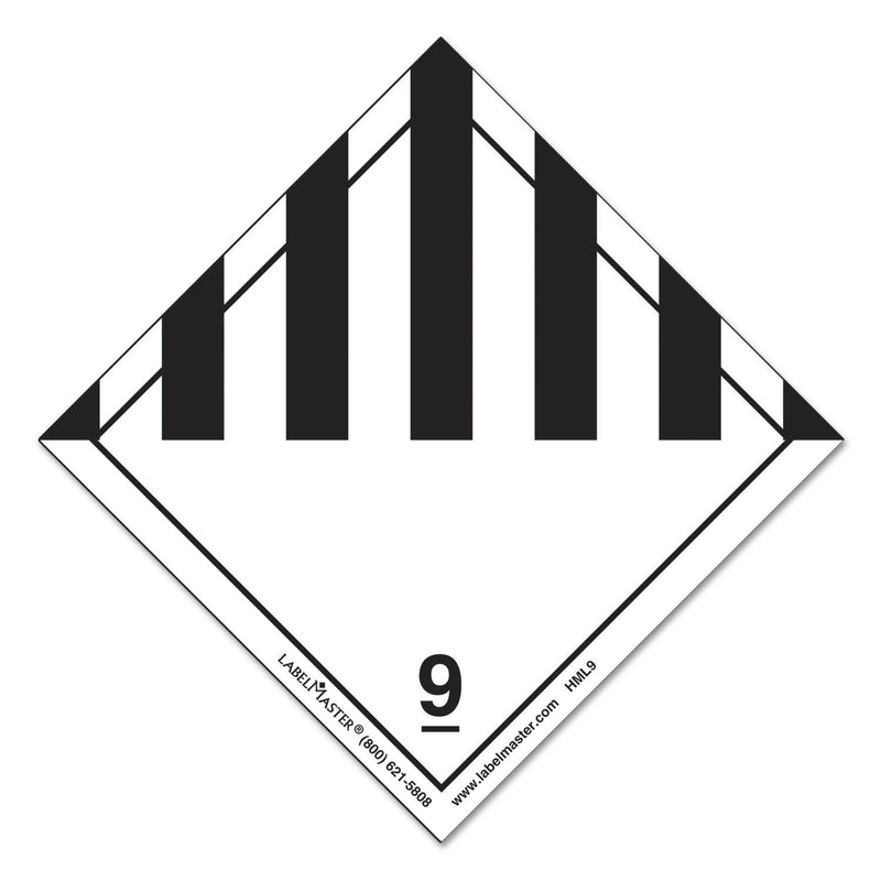 Labelmaster HML9 Miscellaneous Dangerous Goods Label, Paper, Hazmat, 4" x 4" (Pack of 500) Single Roll