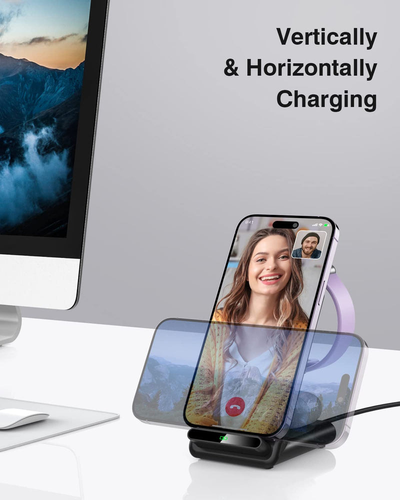 [Australia - AusPower] - Wireless Charging Station,3 in 1 Wireless Charging Stand Made for Apple Watch Ultra 9 8 7 6 SE 5 4 3,Fast Wireless Charger Made for iPhone 15/Plus/Pro Max/14/13/12/11/X,for AirPods Pro(with Adapter) Black 
