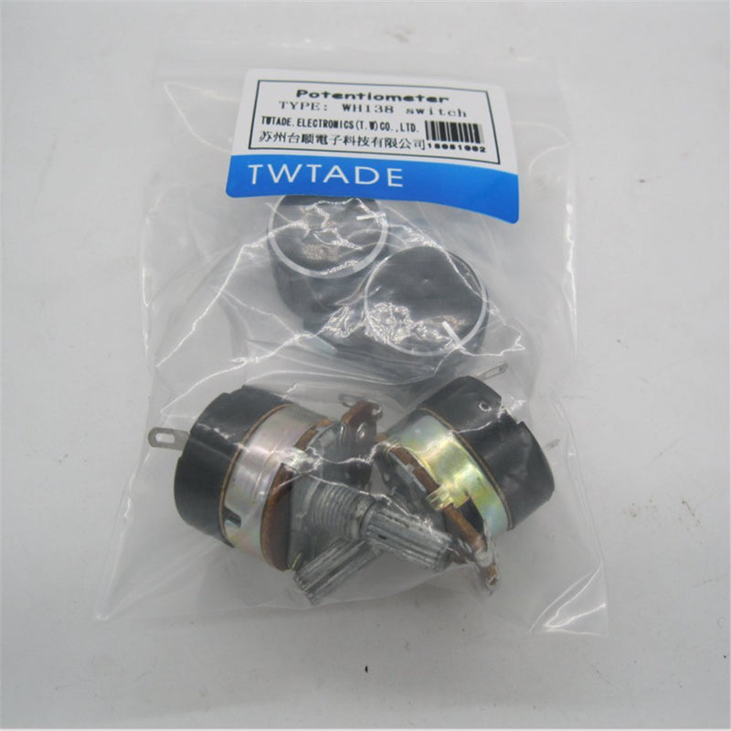 [Australia - AusPower] - TWTADE / 2Pcs 250K Ohm Single Linear Taper Potentiometers with on/off Switch + 2pcs black Aluminum alloy knob 