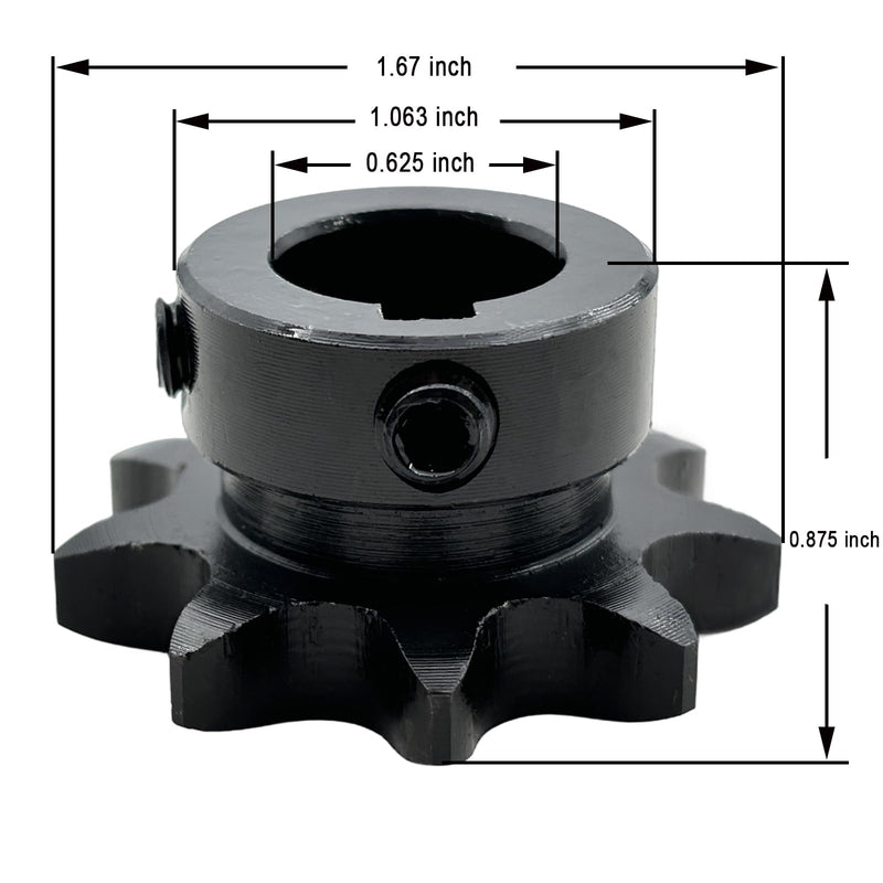 [Australia - AusPower] - #40 Roller Chain Sprocket Type B 5/8 inch Bore 9 Tooth, Hardened Antirust 1045 Steel Drive Sprockets 40B9-5/8 
